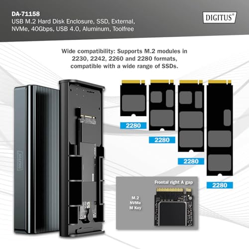 Boîtier SSD M.2 NVMe aluminium Digitus USB 4.0 haute performance - 3