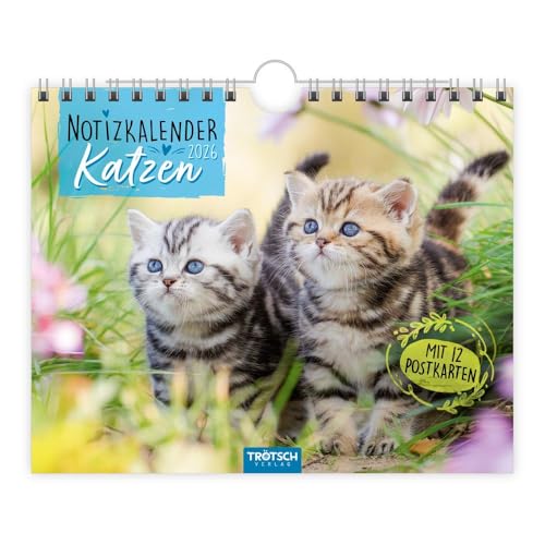 TRÖTSCH - Notizkalender Katzen 2026 mit 12 Postkarten...