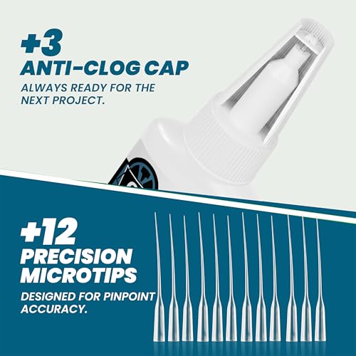 Image of Fast Super Glue 120 Gram, Strong Instant Thin CA Glue with Precision Microtips & Anti-Clog Caps for Wood Ceramic Plastic Glass 3D Prints Model
