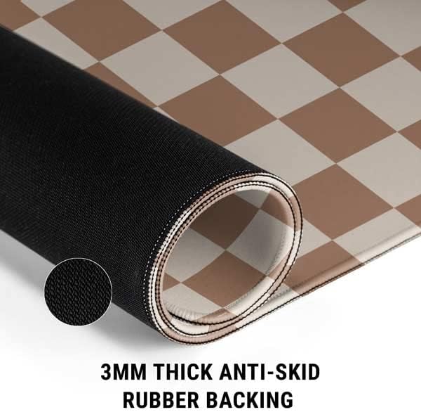 Skinit Large Gaming Mouse Pad - Neutral Checkered Design with Stitched Edges, Waterproof, Non-Slip Rubber Base, Desk Mat for Keyboard & Mouse, 31.5" x 11.8" inches