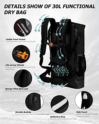 image for IDRYBAG PVC Waterproof Dry Bag Outdoor 30L, Marine Dry Bag Water Sport