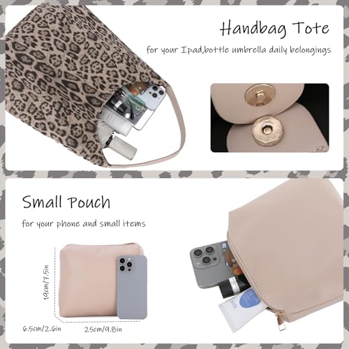 Oweisong Leopard Tote Bag for Women Suede Leather Cheetah Print Hobo Shoulder Bag Large Vintage Satchel Handbag3