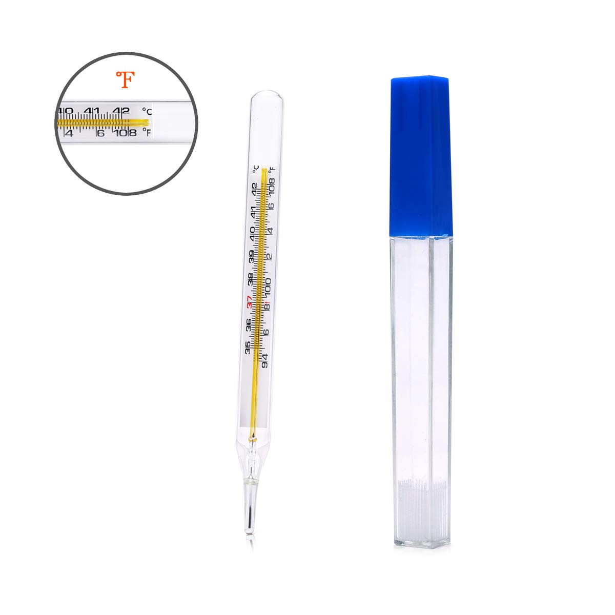 NABIA Glass Oral Temperature for Fever Test, Temperature Axillar Temperature 94-108 °F Armpit Fast Reading Fever Indicator : Health & Household