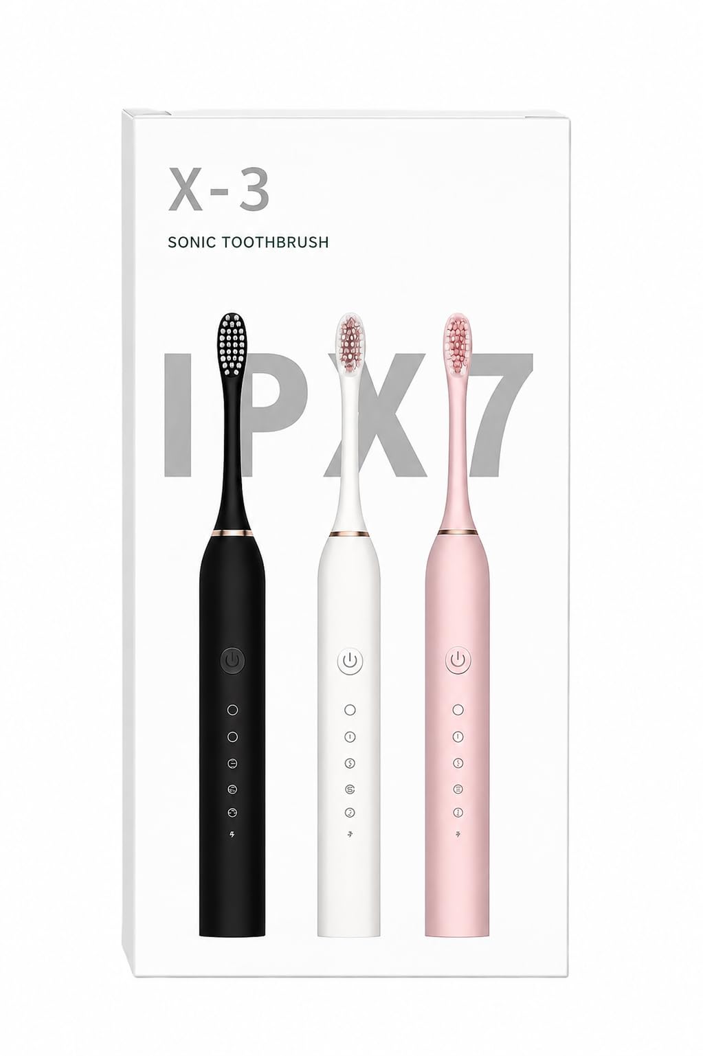 DA MART X-3 Sonic Toothbrush, IPX7 Waterproof, Pink | 3 Colour Options, Multiple Cleaning Modes, Rechargeable, Soft Bristles, Sleek Design-image-29