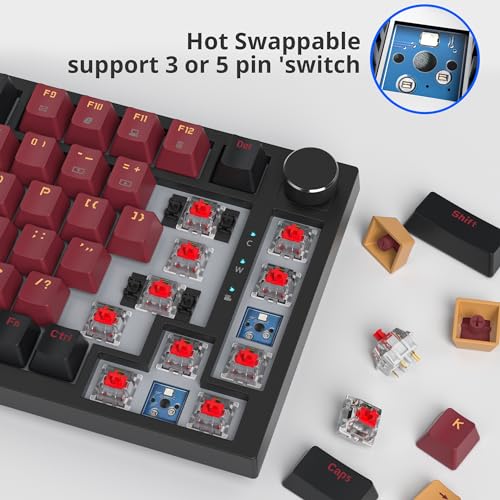 Image of Fogruaden Wired 75% Percent Hot Swappable Mechanical Keyboard, Red Switch, TKL Mechanical Keyboard, Gasket Mount, RGB Backlit Compact Gaming Keyboard with Volume Knob(RedSamurai)