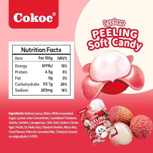 COKOC Peelable Gummy Variety Pack - 6 Individual Packs Featuring Peeling Mango, Grape, White Peach, Lychee,Strawberry,Apple& Lemon Burst Flavors,Perfect for Christmas Stocking Stuffers, Holiday Parties & Everyday Snacking