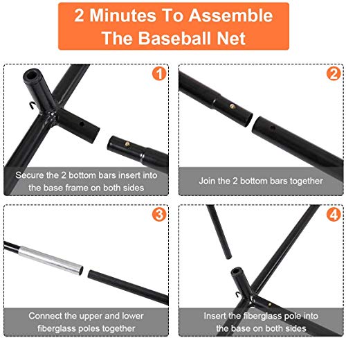 image for Goplus 5'×5' Baseball Softball Practice Net Portable Hitting Batting 