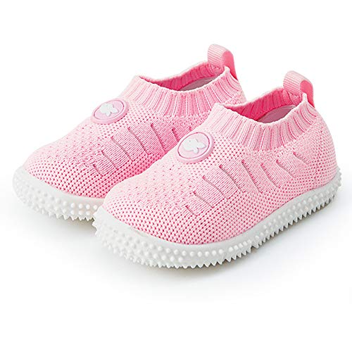 montaas Baby Boys Girls Shoes Infant First Walkers Slip On Toddler Sneakers for 9 12 18 24 Months Pink