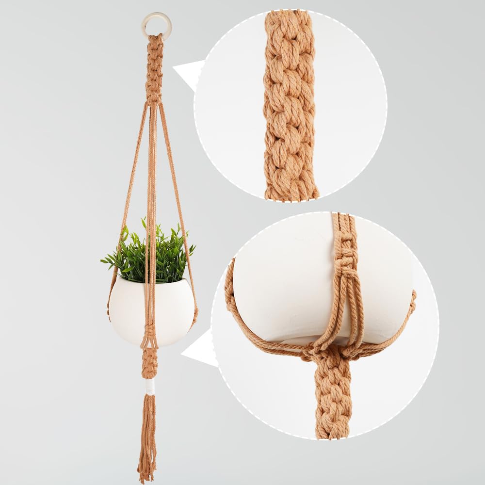 janeunique Macrame Plant Hanger Indoor Outdoor Hanging Plant Potted Plant Flower Holder Boho Style for Garden Home Decor (Pot not include) - Image 2