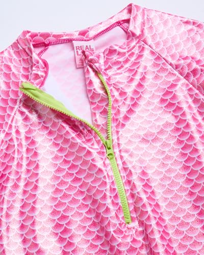 Real Love Girls' Bathing Suit - Quarter Zip Long Sleeve One Piece Rashguard Swimsuit - Cute Bathing Suit for Girls (4-12)4