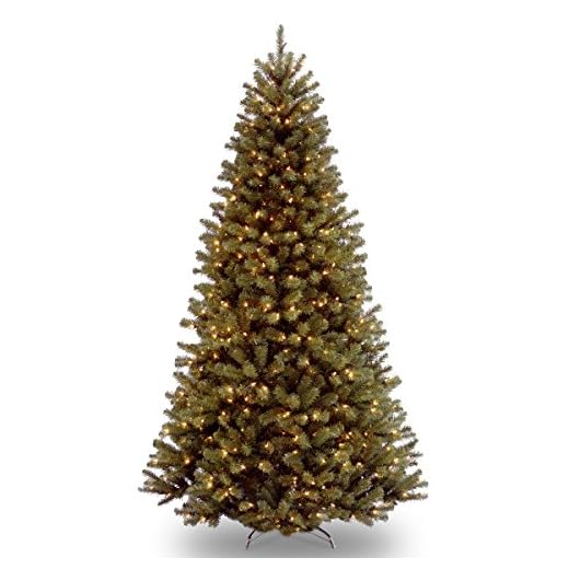 National Tree Company Pre-Lit Artificial Full Christmas Tree, Green, North Valley Spruce, White Lights, Includes Stand, 9 Feet
