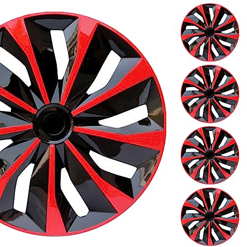 Image of Hubcap Wheel Cover Replacement R17 Hub Caps Universal-Fit Steel Wheel Rim Cover ABS Material Exterior Accessories for Car Truck SUV -Set of 4(17-inch,Red-Black)