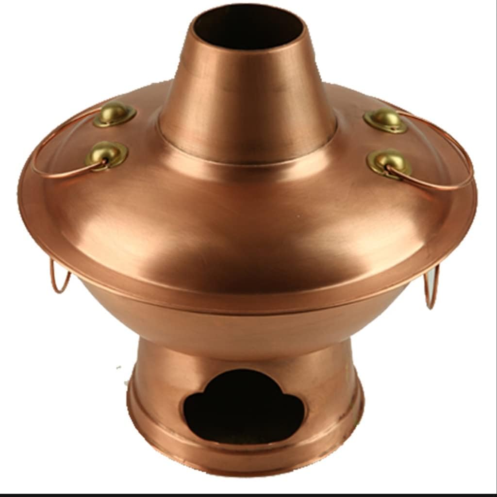 Fondue Pots Copper Hot Pot Charcoal Pure Copper Old-Fashioned Thick Copper Hot Pot Old Beijing Copper Pot Household Mutton Full Copper Pot (Brass 32cm)