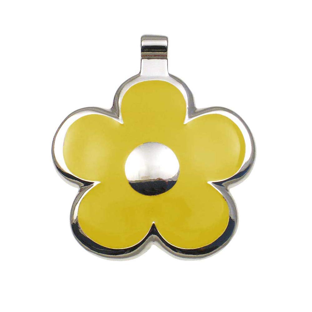 LuckyPet Flower Jewelry Pet ID Tag for Dogs and Cats, Easy to Read Personalized Engraving on Back Side, Small, Yellow