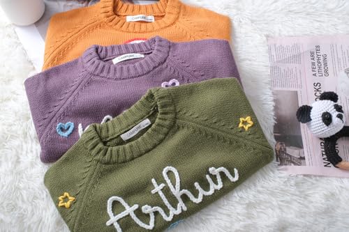Custom Embroidered Baby Sweater Hand-Knit Personalized Birthday Jumper for Toddlers Unique Gift for Newborn Boys and Girls3