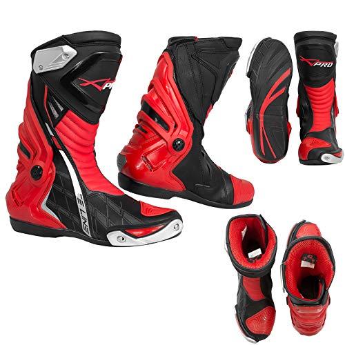 Motos, Outdoors Botas CE Certificado Touring Moto Racing Aventura Sport Maxi Acorazados Rojo 42