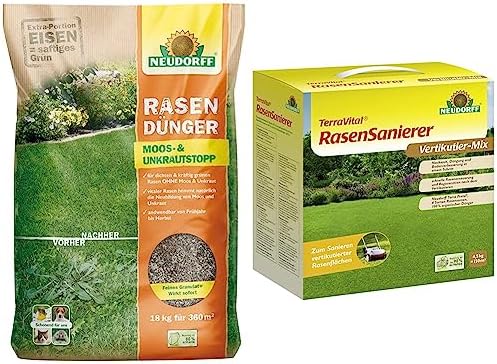 Neudorff RasenDünger Moos & UnkrautStopp 18 Kg für 360m² & TerraVital