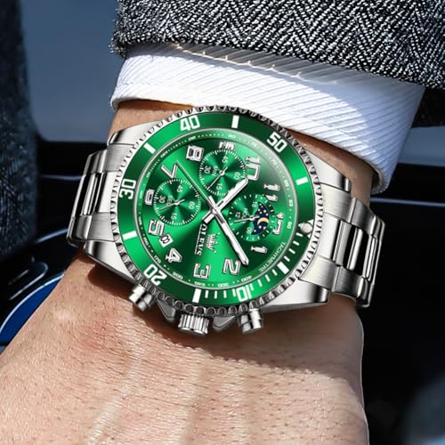 OLEVS Green Watches Classic Popular Large Face Quartz Watch for Men - image 3