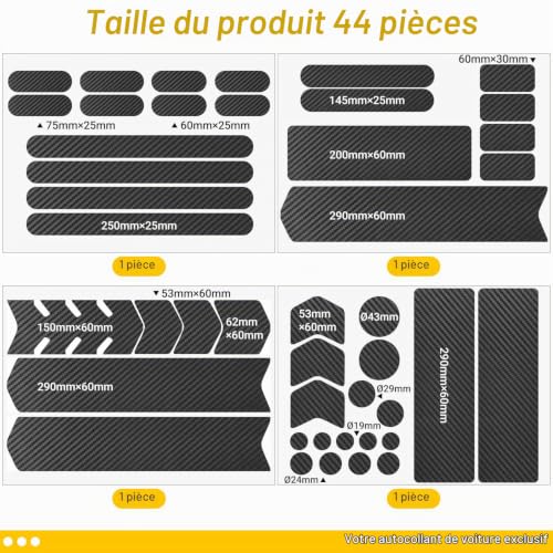 Lechengjia 44 Feuillets Protection Cadre Vélo Autocollants en Carbone – vue 2