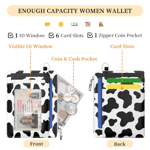 Image of Hancynir Cow Slim Wallet Women Credit Card Holder, Small RFID Cute
