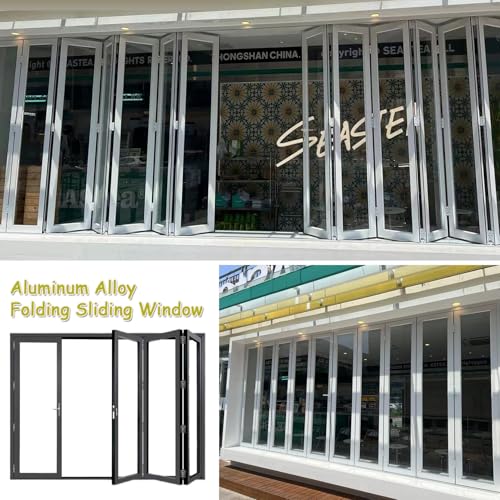Fenêtre coulissante pliante en aluminium – Barrière de séparation de pièce rétractable pour restauration rapide, porte de concession mobile verrouillable, parfaite pour la maison, le bureau, le garage