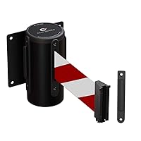 Vista 19 de Crowd Control Warehouse - Barrera de cinturón retráctil de montaje en pared fija Serie CCW WMB-125 - 11 pies, cinturón morado con caja de acero negro