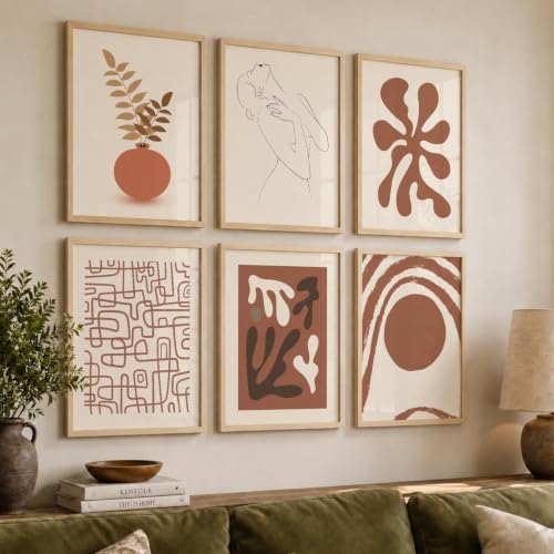 Image of kotart Boho Theme Digital Painting for Wall Decoration - Minimal Wall Art Prints for Living Room Bedroom Office Room Decor (13X17 INCH, J) Pack of 6