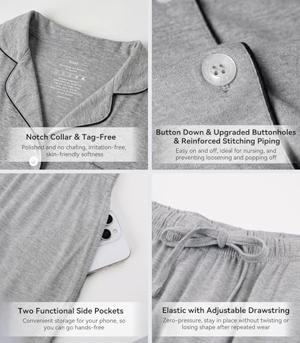 Image of WiWi Viscose from Bamboo Women's Pajamas Set Super Soft Button Down Top and Pants Sleepwear Cooling Pjs S-3X