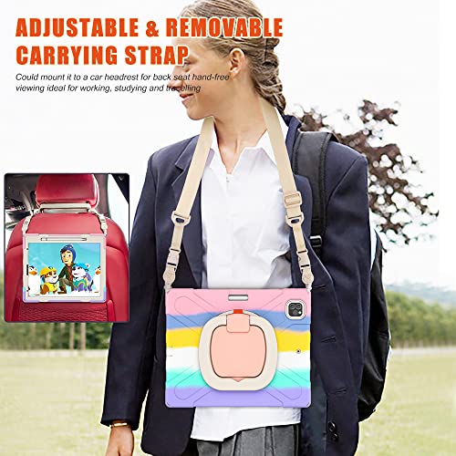 Scsvpn Ipad Pro 12.9 Kids Case 6Th/5Th/4Th/3Rd Generation 2022 2021 2020 2018 With Pencil Holder/Rotating Stand/Handle Strap, Rugged Silicone Protective Cover For 12.9 Inch Ipad Pro (Colorful Pink) #TOP7