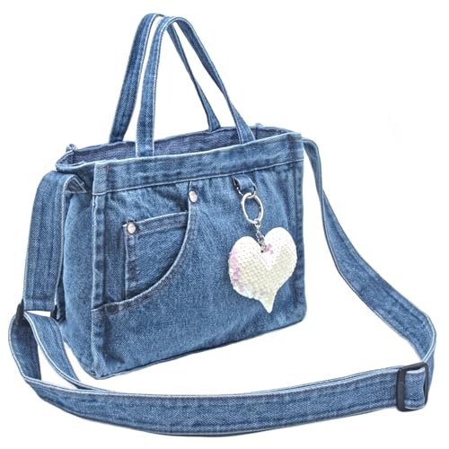 Image of SoonerCozer Crossbody Denim Purse Fashion Small Hobo Bag Stylish Handbag Tote Bag for Women