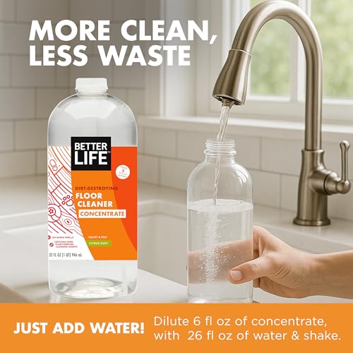 Image of Better Life Floor Cleaner Concentrate- Liquid Multipurpose Cleaner for Wood, Tile, Laminate, Vinyl, Bamboo - Citrus Mint 32oz