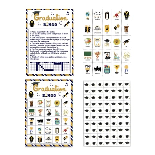 Tarjeta De Bingo De Graduación Genérica – Juego De Bingo para 24 Jugadores | Actividad De Celebración Interactiva | Tarjetas De Binggo De De Graduación Para Reuniones De, Adultos, Hombres