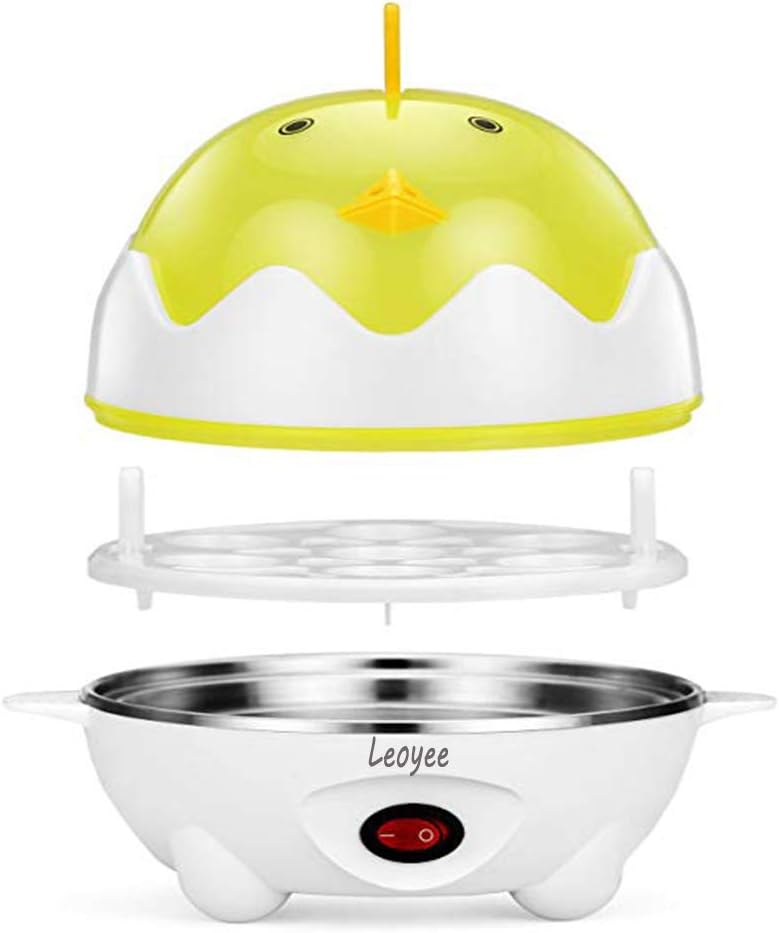 Egg Cooker Electric Egg Poacher Egg Steamer Boiled Poached Rapid Egg Cooker with Automatic Shut Off, Soft, Medium, Hard-Boiled Egg Cooker,7 Eggs Capacity with Water Measuring Cup (YellowWhite)