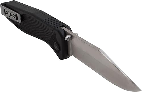 Miniatura 6 de SOG Flare - Cuchillo plegable y de bolsillo con apertura asistida con hoja de borde recto inoxidable de 3.5 pulgadas y cuchillo táctico GRN Grip