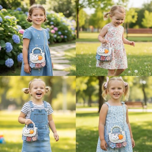 Image of PATPAT Cartoon Bunny Floral /Mermaid Sling Bag for Girls, Fashion Cute Hand Bag for Girls Shoulder Stylish Gifts Kids Age 3-8 Purse Cross Body Woman, 12.5x4.5x11cm / 14x5x11cm