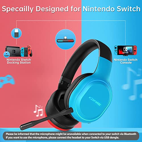 Kofire Ut-01 Wireless Gaming Headset For Nintendo Switch Lite Oled Model, 2.4Ghz Ultra-Low Latency Bluetooth Gaming Headphone With Removable Microphone, Usb-C To Usb-A Adapter For Ps5, Ps4, Pc #TOP1