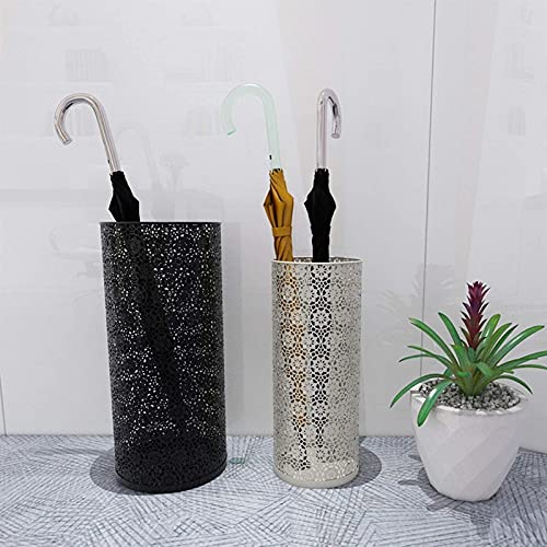 Sywlwxkq Umbrella Stand Rack,Umbrella Stand Home Hotel Metal with Hooks Can Receive 10-12 Long and Short Rain,Waterproof and Rust-Proof Umbrella Bucket,Black,20.5X49Cm
