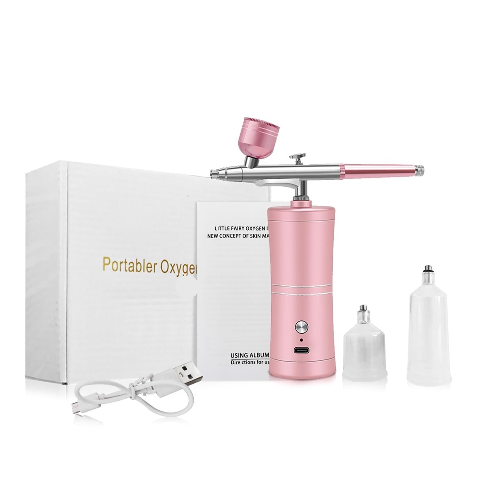 Pulverizador de Pintura, Aerógrafo con compresor, minipistola inalámbrica for Pintar precisión y Realizar proyectos artísticos(Pink)