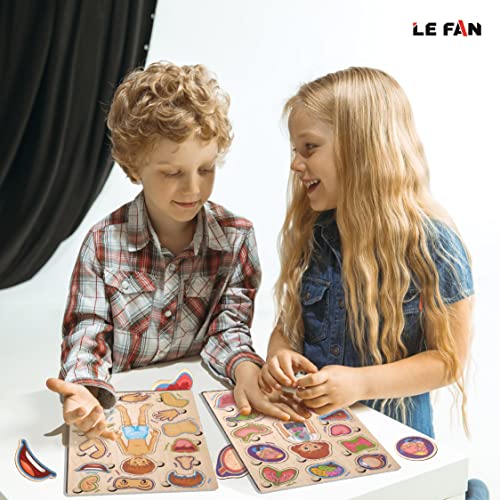 Image of Lefan� Body Part Wooden Puzzle Kids Games Toys for Kids 3+ Jigsaw Puzzles for Adults Baby Learning Toys Educational Toys for 2 Board Game