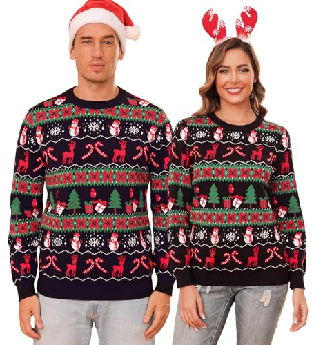 Totatuit Weihnachtspullover Damen Christmas Sweater mit Rentiermuster...