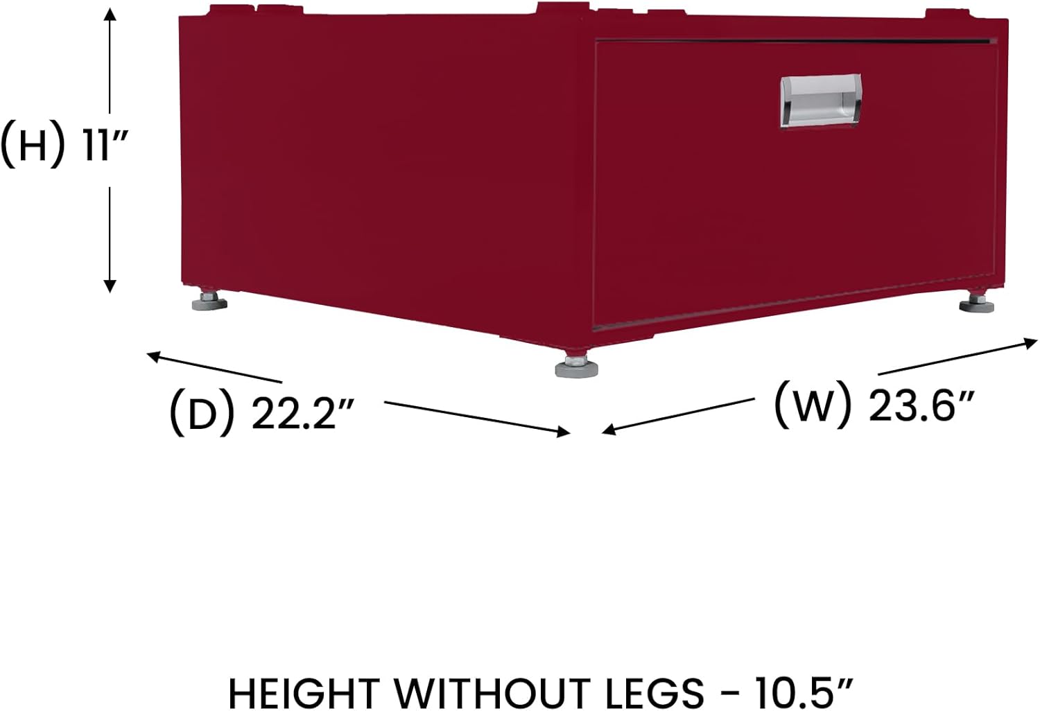 Equator 24in Laundry Pedestal 11in Tall + Rollout Storage Drawer Adjustable feet (Merlot)