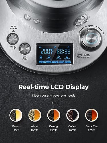 Tea-Kettle-Electric-AMEGAT-Tea-Pot-with-Removable-Infuser-9-Preset-Brewing-Programs-Tea-Maker-with-Temperature-Control-2-Hours-Keep-Warm-17L-Electric-Kettles-1200W-Glass-and-Stainless-Steel Tea Kettle Electric AMEGAT Tea Pot with Removable Infuser 9 Preset Brewing Programs Tea Maker with Temperature Control 2 Hours Keep Warm 17L Electric Kettles 1200W Glass and Stainless Steel