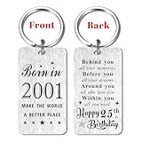 Gezxin 25th Birthday Gift for Women Men Him Her - 25 Year Yr Old Birthday Keyring for Male Female 2000 Birthday Presents - Image 4