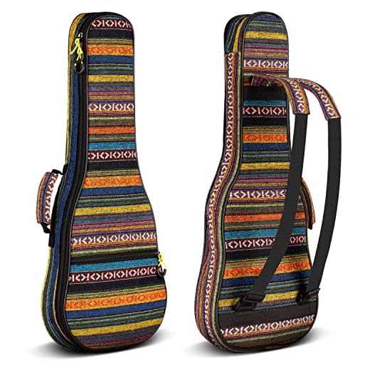CAHAYA Funda Ukelele Soprano 21 Pulgadas Bolsa Acolchada Ukelele con Correas de Relleno de 9 mm Estilo Bohemio Vintage