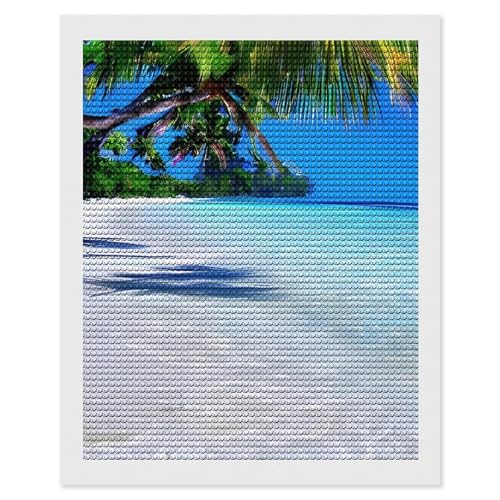 Peinture diamant tropicale de sable blanc broderie diamant océan plage déco murale maison DIY
