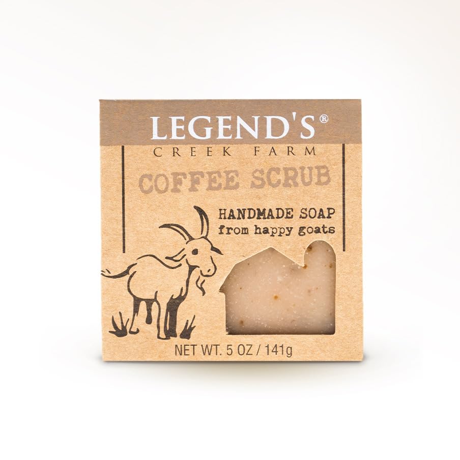 Legend's Creek Farm Coffee Scrub Goat Milk Soap - Triple Milled Moisturizing Coffee Scrub Soap Bar for Body - 5 Oz Creamy Lather, Nourishing, Natural Soap for Sensitive Skin (Pack of 1)