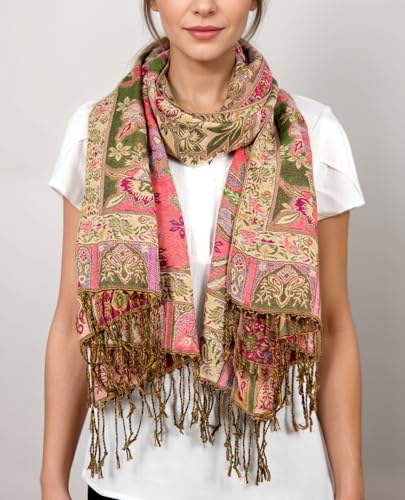 Achillea Elegant Paisley Floral Pashmina Shawl and Wrap – Boho Rave Scarf for Festival, Travel & Everyday Wear3