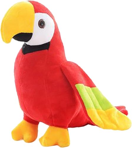 AUCOOMA Juguete de peluche de loro de 9.84 pulgadas, lindo pájaro de peluche, regalo para niños, rojo