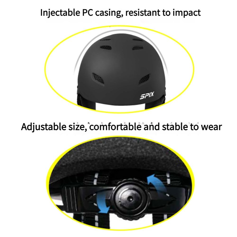 Casco de Esquí, Casco de Seguridad Certificado Esquí Snowboard Casco de Deportes de Nieve Orejera Desmontable Gafas integradas