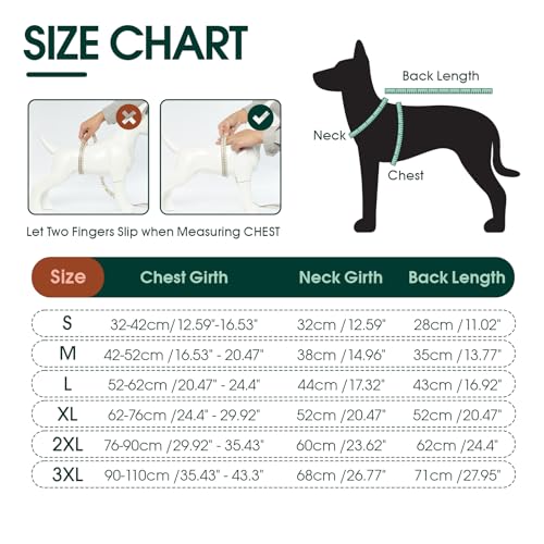 Kuoser Hundejacke Hundemantel für Mittelgroße Große Hunde, Winterjacke Hund Wasserdicht Warm, Verstellbarer Hundemantel mit Fleece und Reißverschluss-Leinenöffnung, L Grün